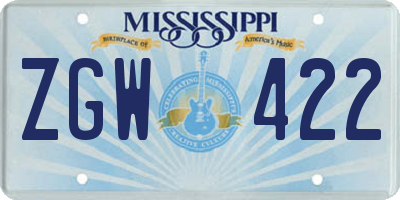 MS license plate ZGW422