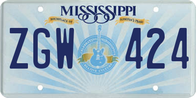 MS license plate ZGW424