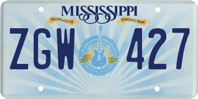 MS license plate ZGW427