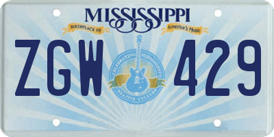 MS license plate ZGW429