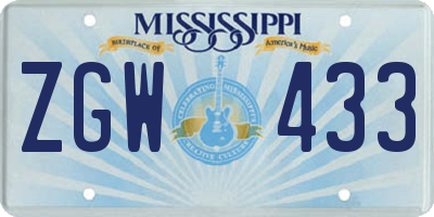 MS license plate ZGW433