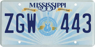 MS license plate ZGW443