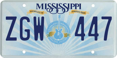 MS license plate ZGW447