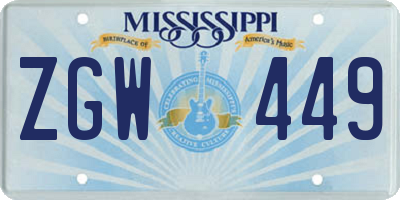 MS license plate ZGW449