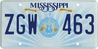 MS license plate ZGW463