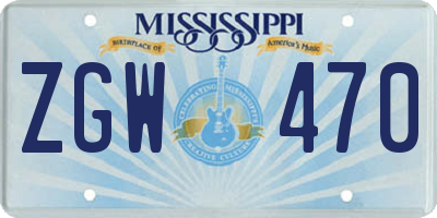 MS license plate ZGW470