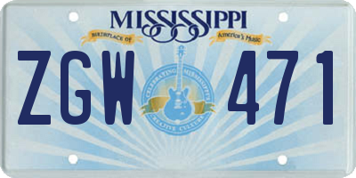 MS license plate ZGW471
