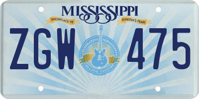 MS license plate ZGW475