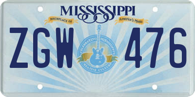 MS license plate ZGW476