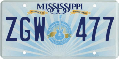 MS license plate ZGW477
