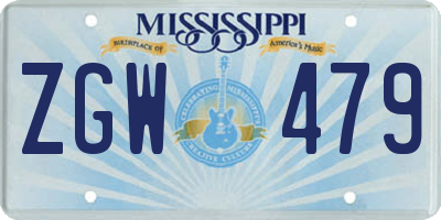 MS license plate ZGW479