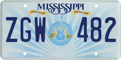 MS license plate ZGW482