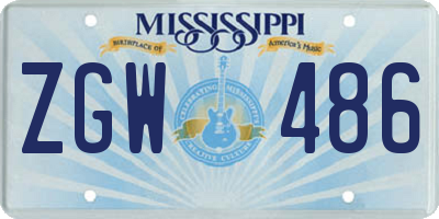 MS license plate ZGW486