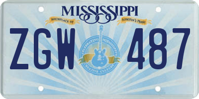 MS license plate ZGW487