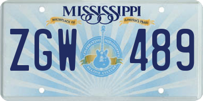 MS license plate ZGW489
