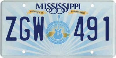 MS license plate ZGW491