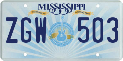 MS license plate ZGW503