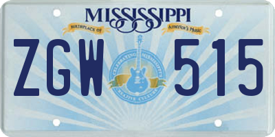 MS license plate ZGW515