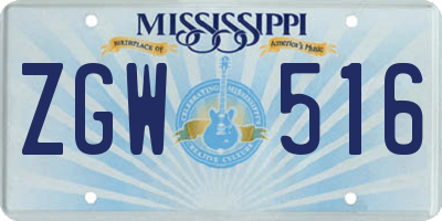 MS license plate ZGW516