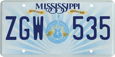 MS license plate ZGW535