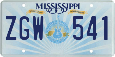 MS license plate ZGW541