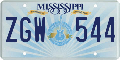 MS license plate ZGW544