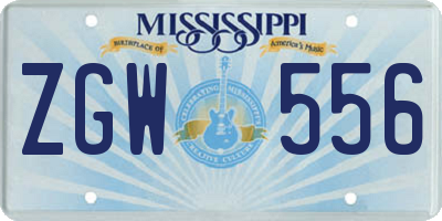 MS license plate ZGW556
