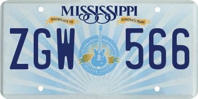 MS license plate ZGW566