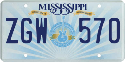 MS license plate ZGW570