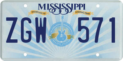 MS license plate ZGW571