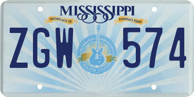 MS license plate ZGW574