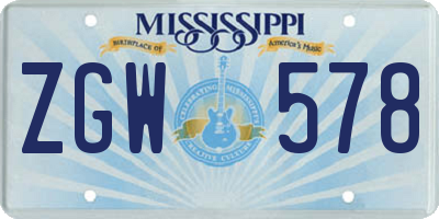 MS license plate ZGW578