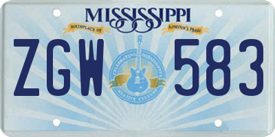 MS license plate ZGW583