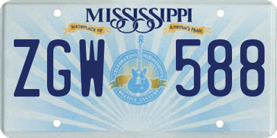 MS license plate ZGW588