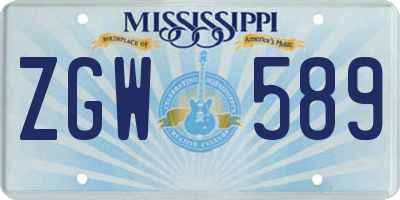 MS license plate ZGW589