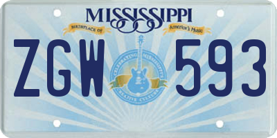 MS license plate ZGW593