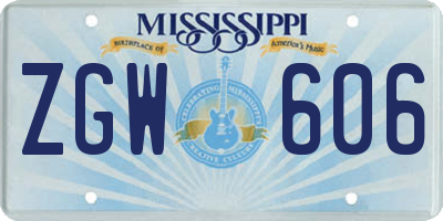 MS license plate ZGW606