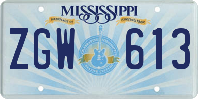 MS license plate ZGW613