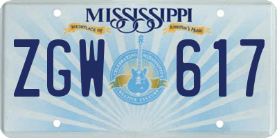 MS license plate ZGW617