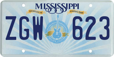 MS license plate ZGW623