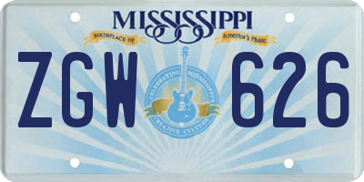 MS license plate ZGW626