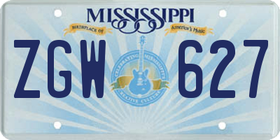 MS license plate ZGW627