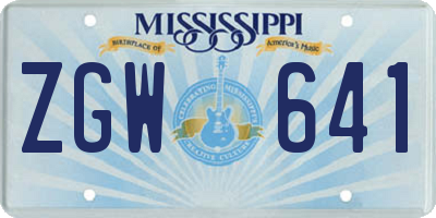 MS license plate ZGW641