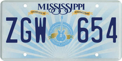 MS license plate ZGW654