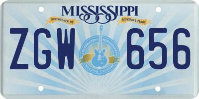 MS license plate ZGW656