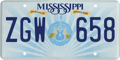 MS license plate ZGW658