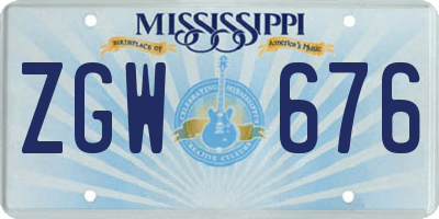 MS license plate ZGW676