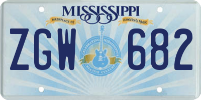 MS license plate ZGW682