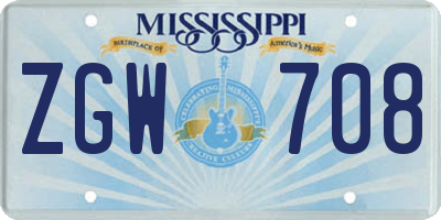MS license plate ZGW708
