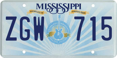 MS license plate ZGW715